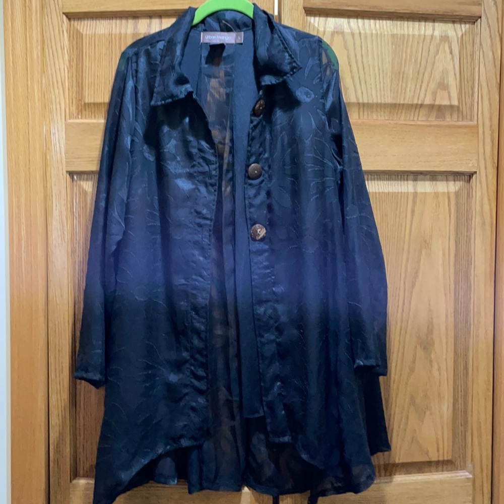 Black polyester Lacey cardigan size large